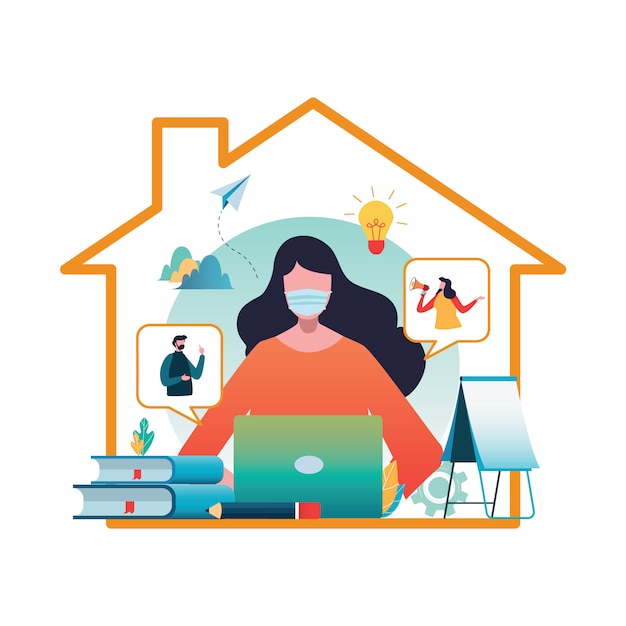 Download Working from home. covid-19. coronavirus | Premium Vector