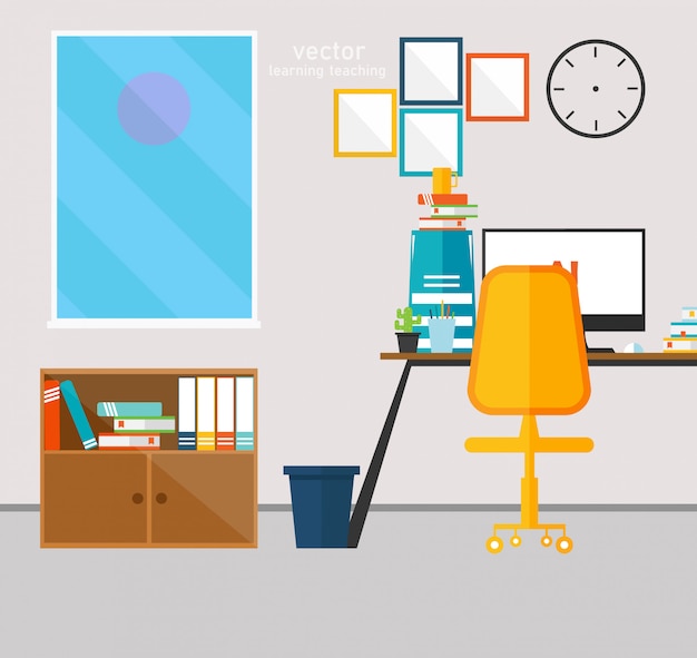 Premium Vector | Working room in private room work using vector design