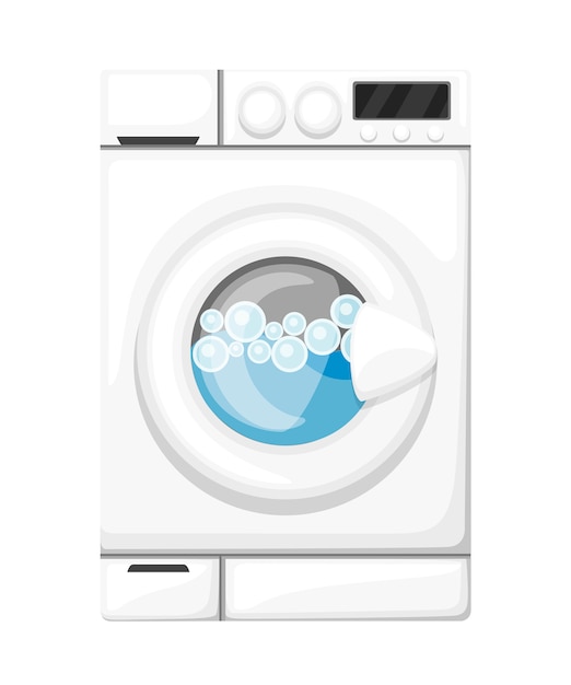 Premium Vector | Working washing machine. white household appliances ...