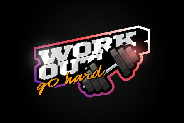 Workout gym mascot modern professional sport typography in retro style. Premium Vector