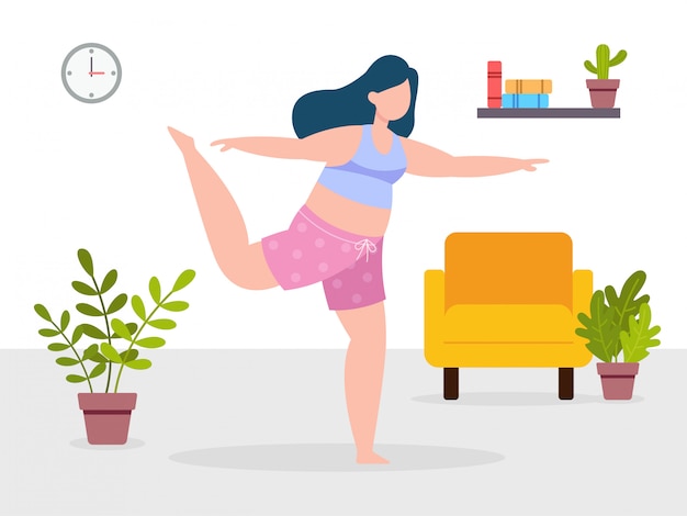 Premium Vector | Workout at home illustration