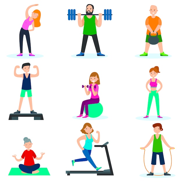 Free Vector | Workout people set