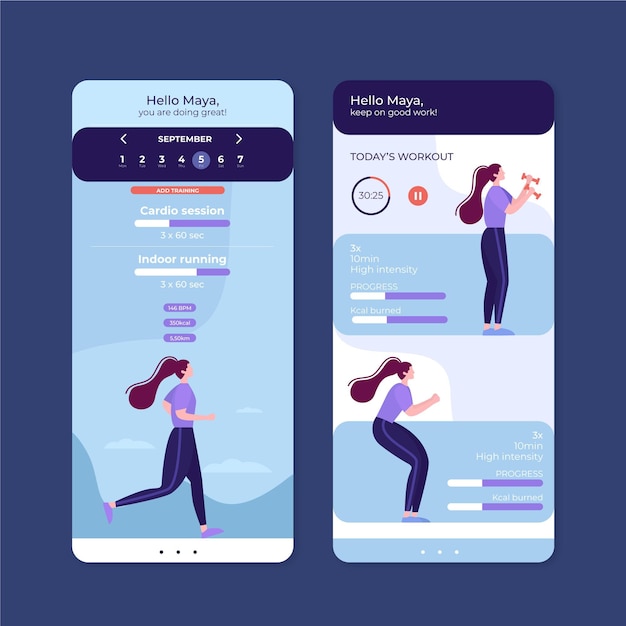 free-vector-workout-tracker-application-template