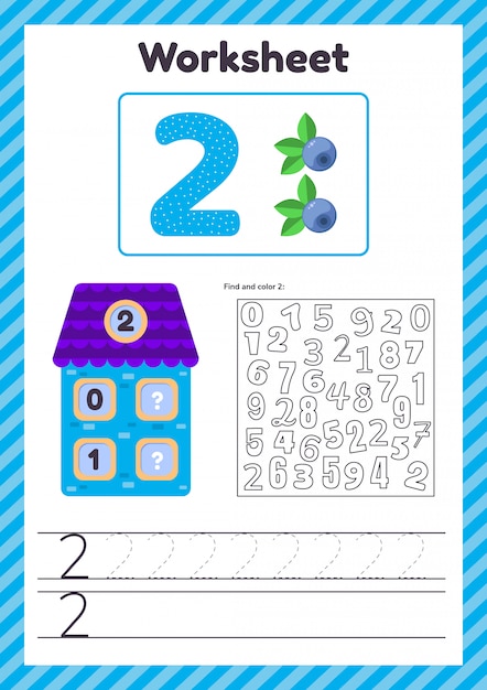 Premium Vector | Worksheet count for kids. berry. house ...