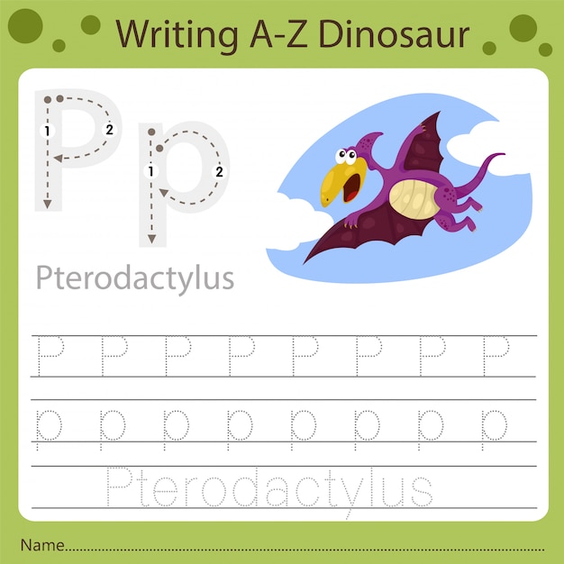 Worksheet For Kids Writing A Z Dinosaur P Premium Vector