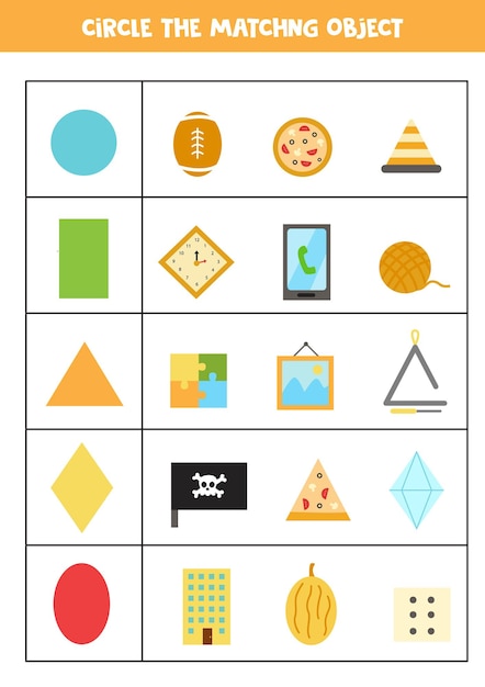 Premium Vector Worksheet For Learning Geometrical Shapes Matching Objects