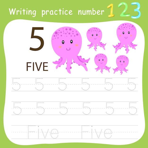 premium-vector-worksheet-writing-practice-number-five