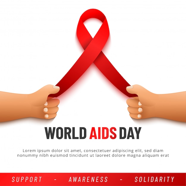 Premium Vector | World aids day banner. aids awareness red ribbon.