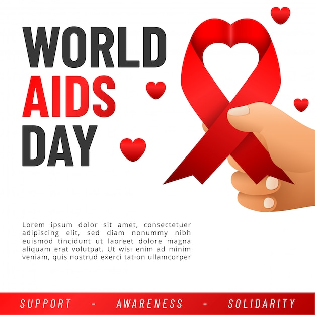 Premium Vector World Aids Day Banner Aids Awareness Red Ribbon 