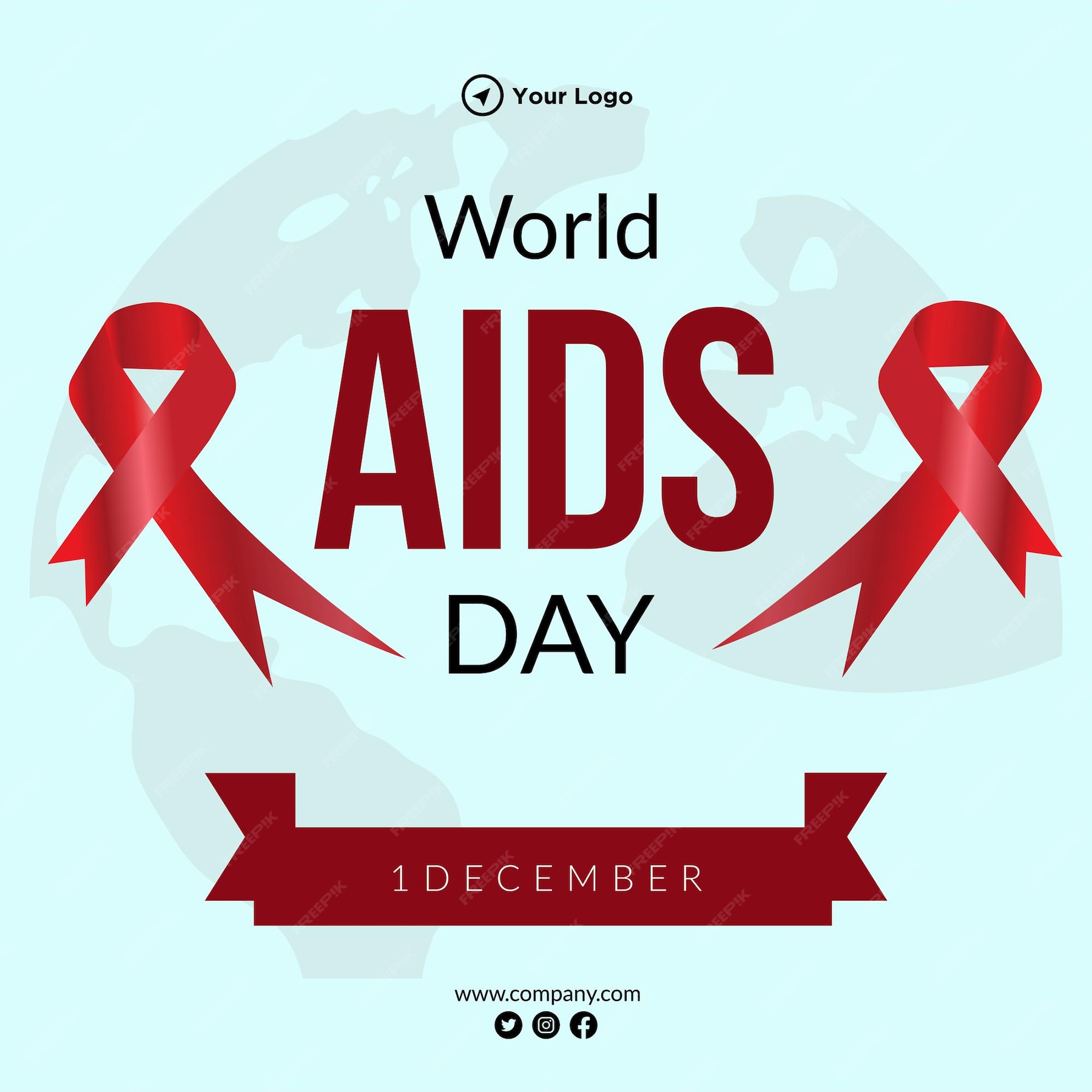 Premium Vector | World aids day banner design template