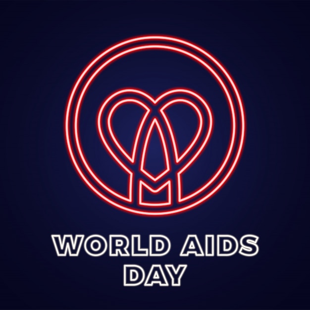 世界エイズデー12月1日テキスト付きのhiv感染のアイコン プレミアムベクター