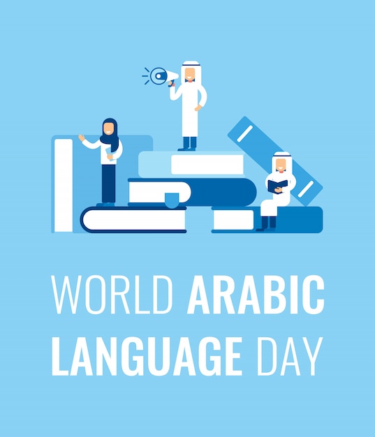 Premium Vector World arabic language day arab people