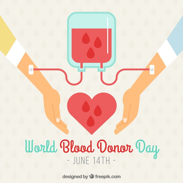 Free Vector | World blood donor day background with two arms and blood ...