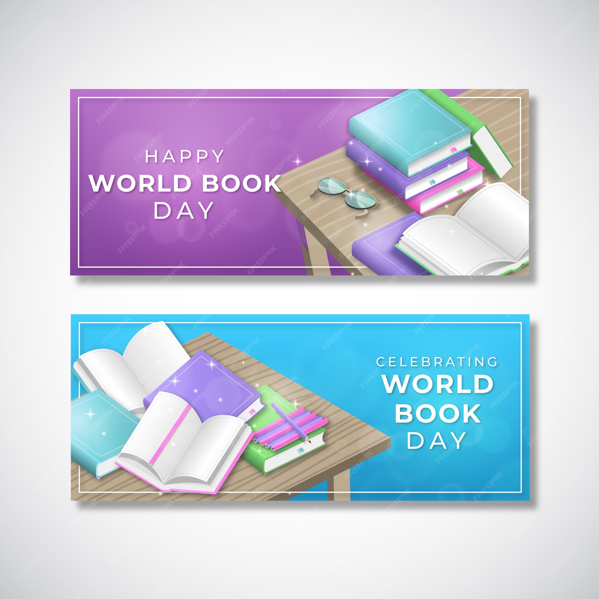 Free Vector | World book day banners