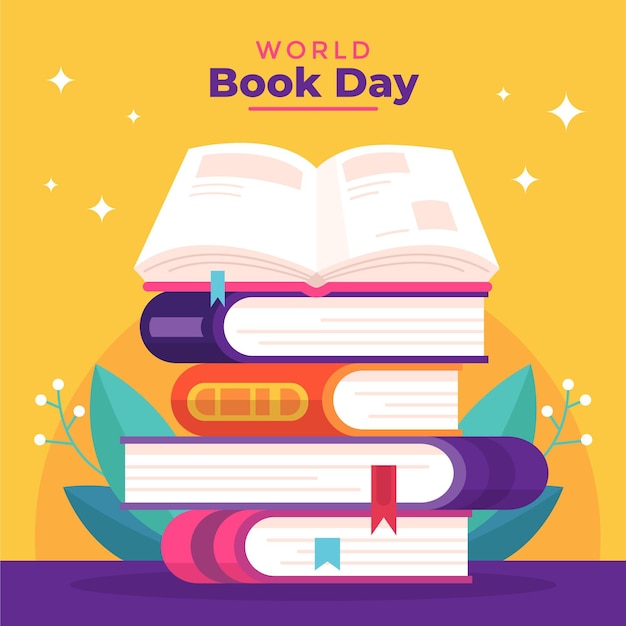 Free Vector | World book day illustration with stack of books