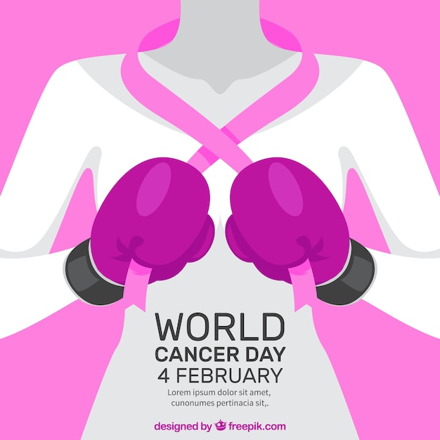 World cancer day design with boxing
gloves