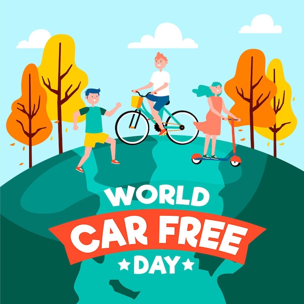 Free Vector World car free day design