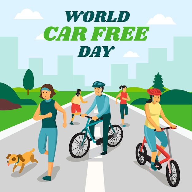 World car free day event Free Vector