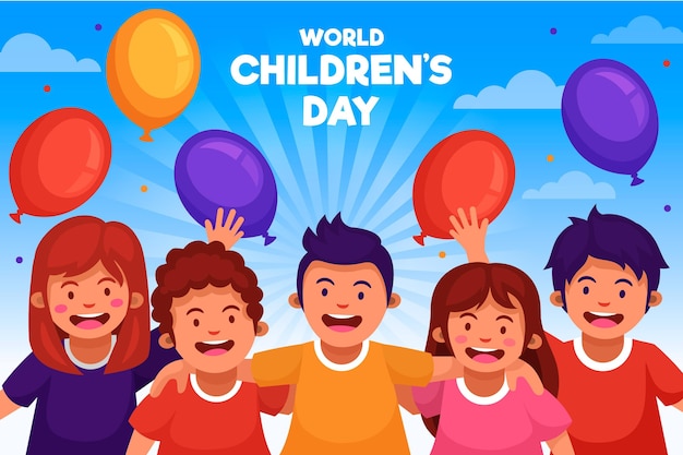 Free Vector | World children's day with colorful balloons