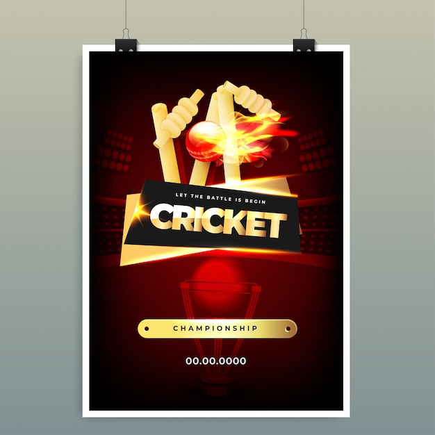 World cricket championship concept. Premium Vector