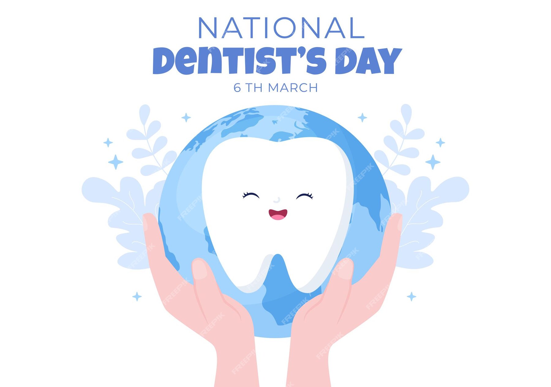 Premium Vector World dentist day with tooth and toothbrush to prevent