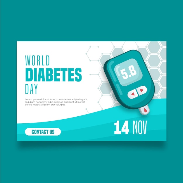 Premium Vector | World diabetes day banner with date