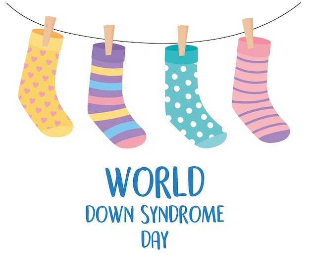 Premium Vector | World down syndrome day funny hanging stockings ...