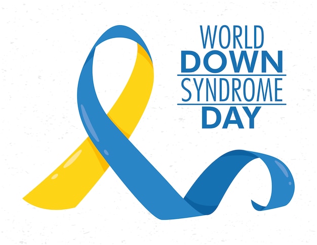 Premium Vector | World down syndrome day with ribbon campaign