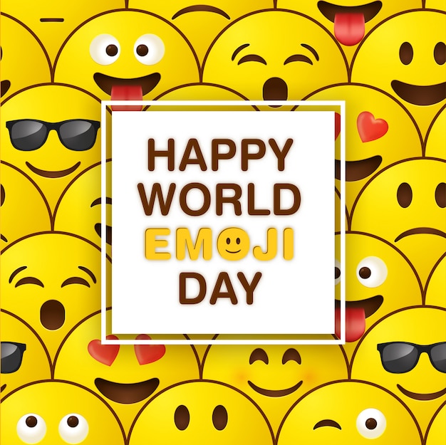 Premium Vector World emoji day greeting card