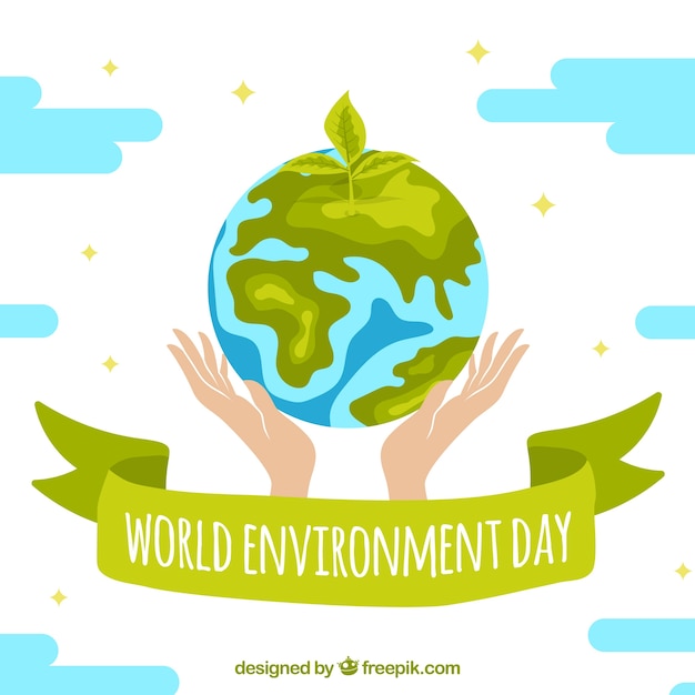 Free Vector | World environment day background with two hands holding ...