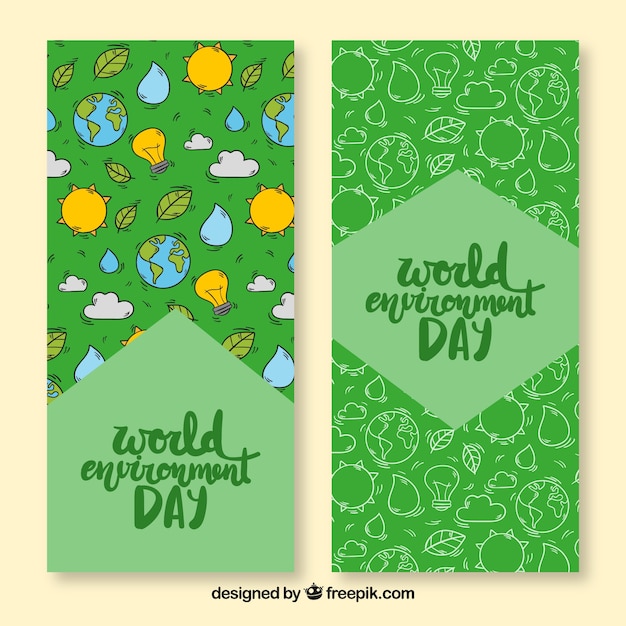 World environment day banner with sun and earth\
pattern