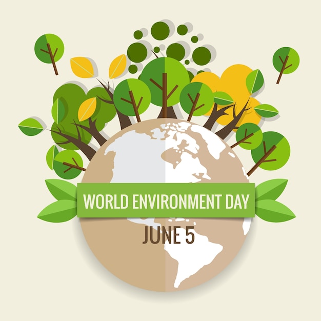 World environment day concept. Green Eco Earth.\
Vector illustration.