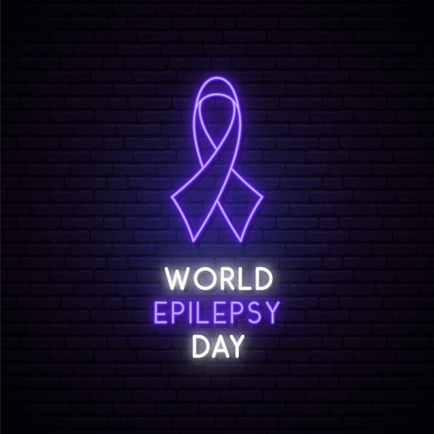 Premium Vector World epilepsy day concept neon signboard.