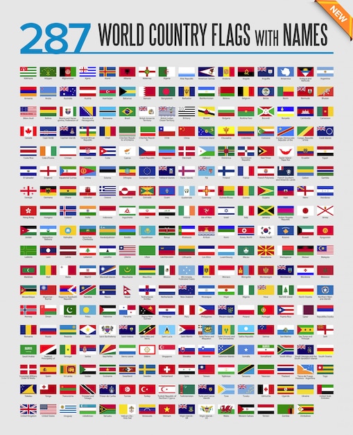 World flags icon set Premium Vector