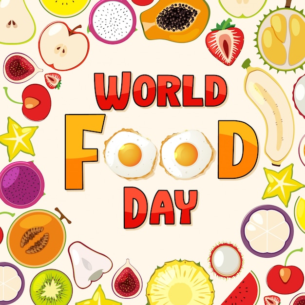 Premium Vector | World food day logo with fruit theme