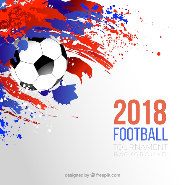 World football cup background with ball and\
colorful stains