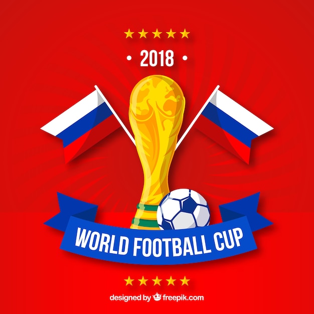 World football cup background with golden\
trophy