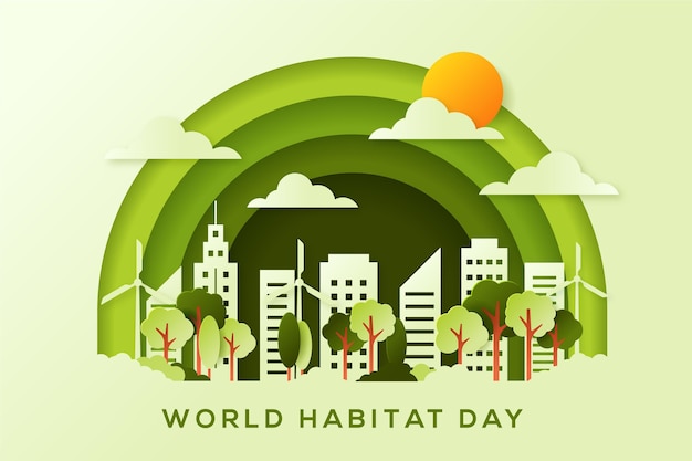 World Habitat Day In Paper Style Free Vector