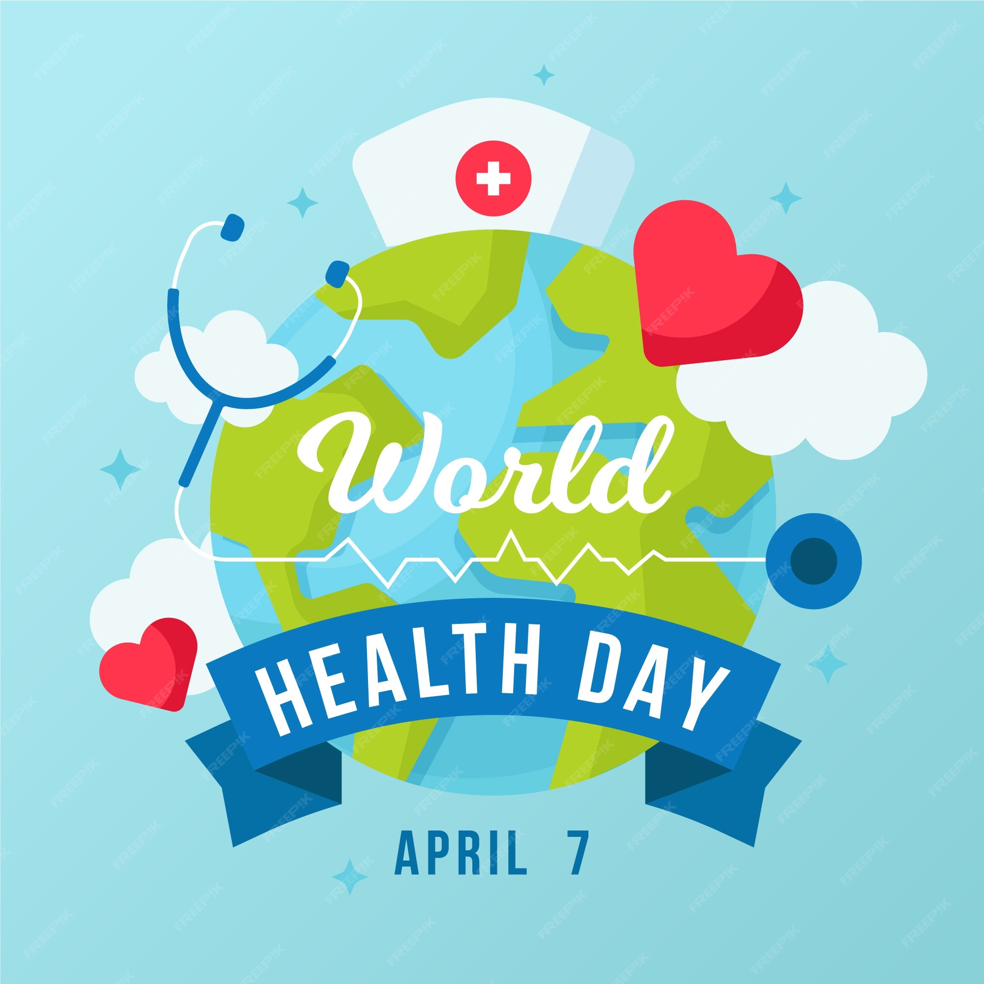 Free Vector World health day in flat design