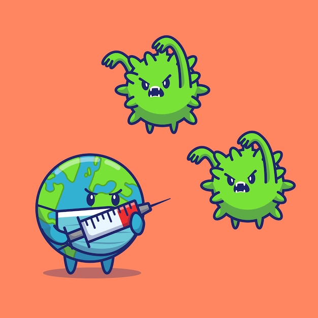 World inject corona virus icon illustration. corona mascot ...