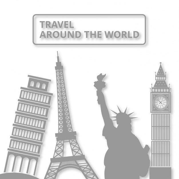 World landmar symbol travel around the\
world