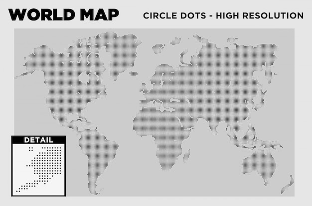 世界地図サークルドット高解像度 プレミアムベクター