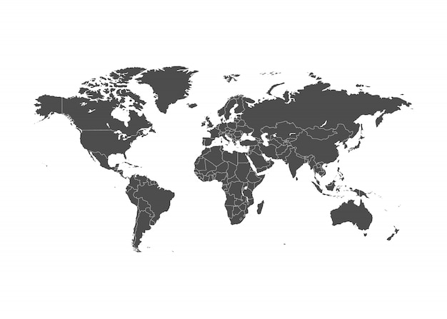 罫線付きの世界地図イラスト プレミアムベクター