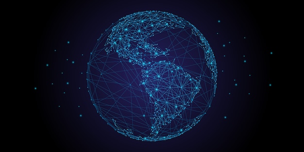 World map point with line and composition and representing the global. Premium Vector
