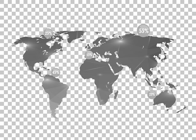 World map on transparent. Vector | Premium Download