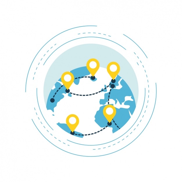 World map with different landmarks Free Vector World map with different landmarks Free Vector