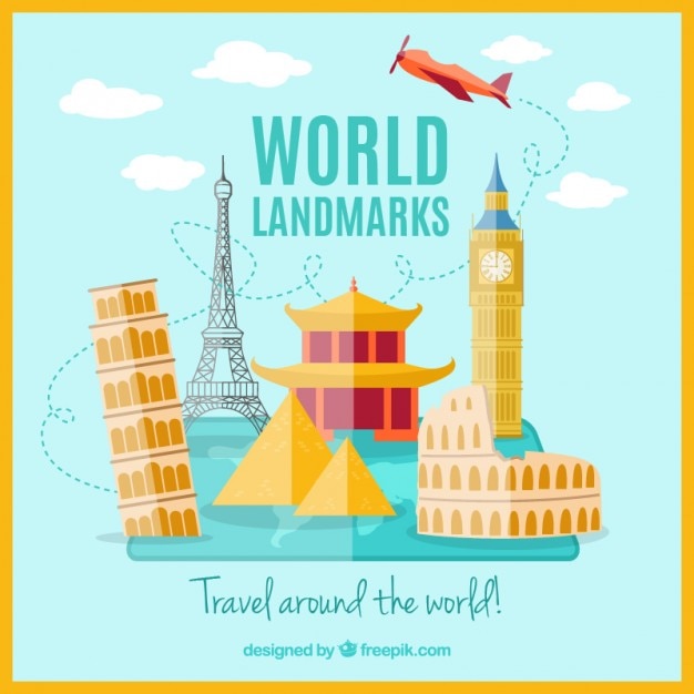 World monuments in flat design
