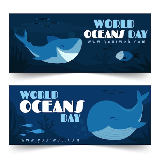 Free Vector World Oceans Day Banner Collection