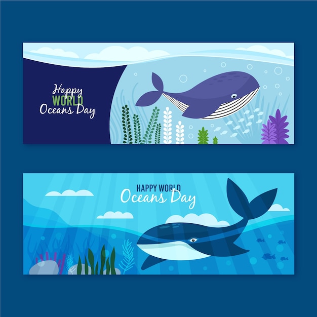 Free Vector World Oceans Day Banner Concept