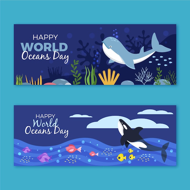 Free Vector World Oceans Day Banner Concept